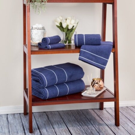 Hastings Home 6-piece 100-percent Cotton Towel Set with 2 Bath Towels, 2 Hand Towels and 2 Washcloths (Navy/White) 725176RZV